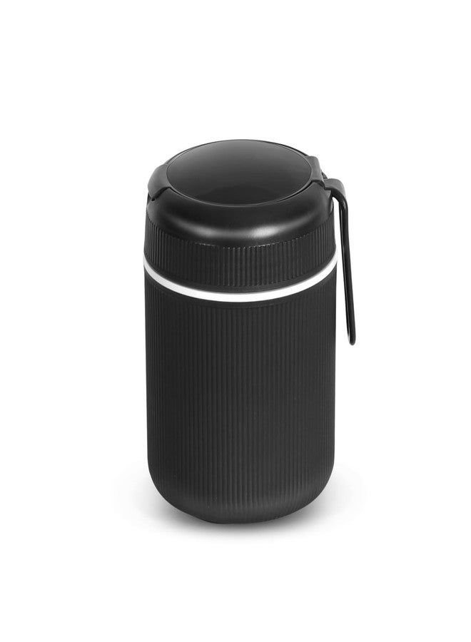 JAYPEE SoloMeal PUF Insulated Inner Stainless Steel Food Jar with Foldable Spoon|Hot/Cold Meal Jar for Kids|Office Women |Men|Food Storage Traveling Box Light Weight |Scratch Resistant|500 ml, Black - Image 1